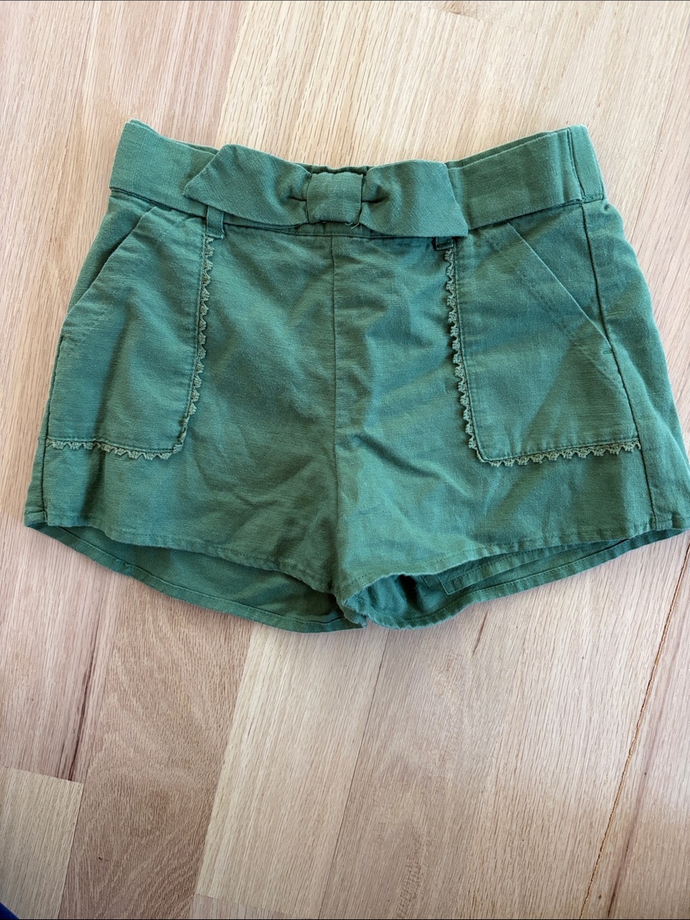Green Girls High-Waist Bow Detail Shorts